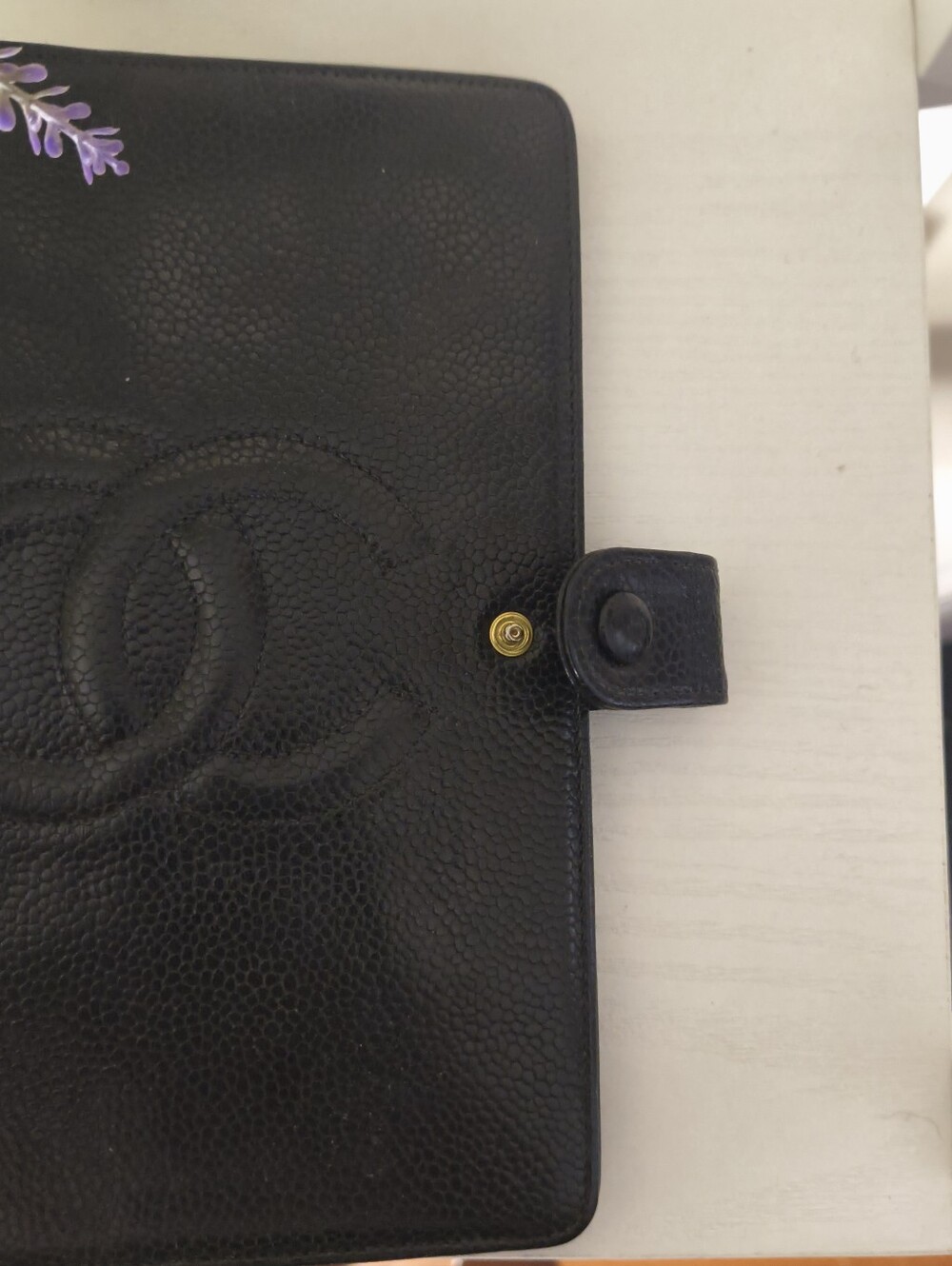Chanel Vintage Medium Caviar CC Agenda Planner Black Gold Rings Made in France - Picture 9 of 13